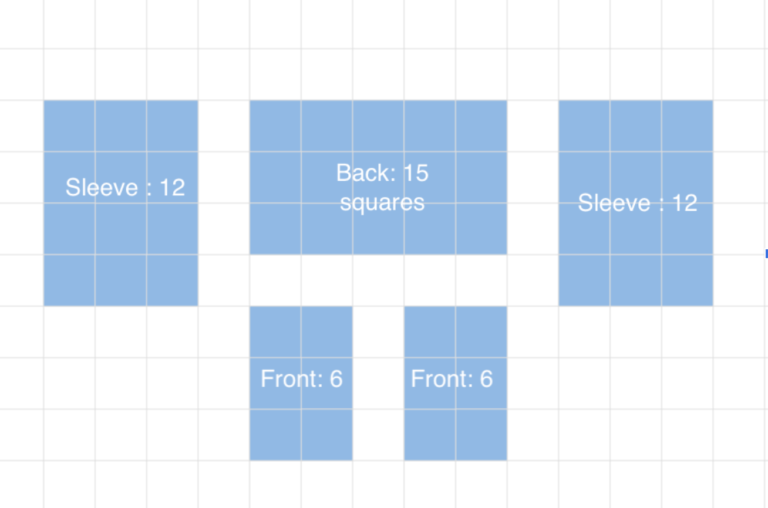 image of basic crochet granny square cardigan layout